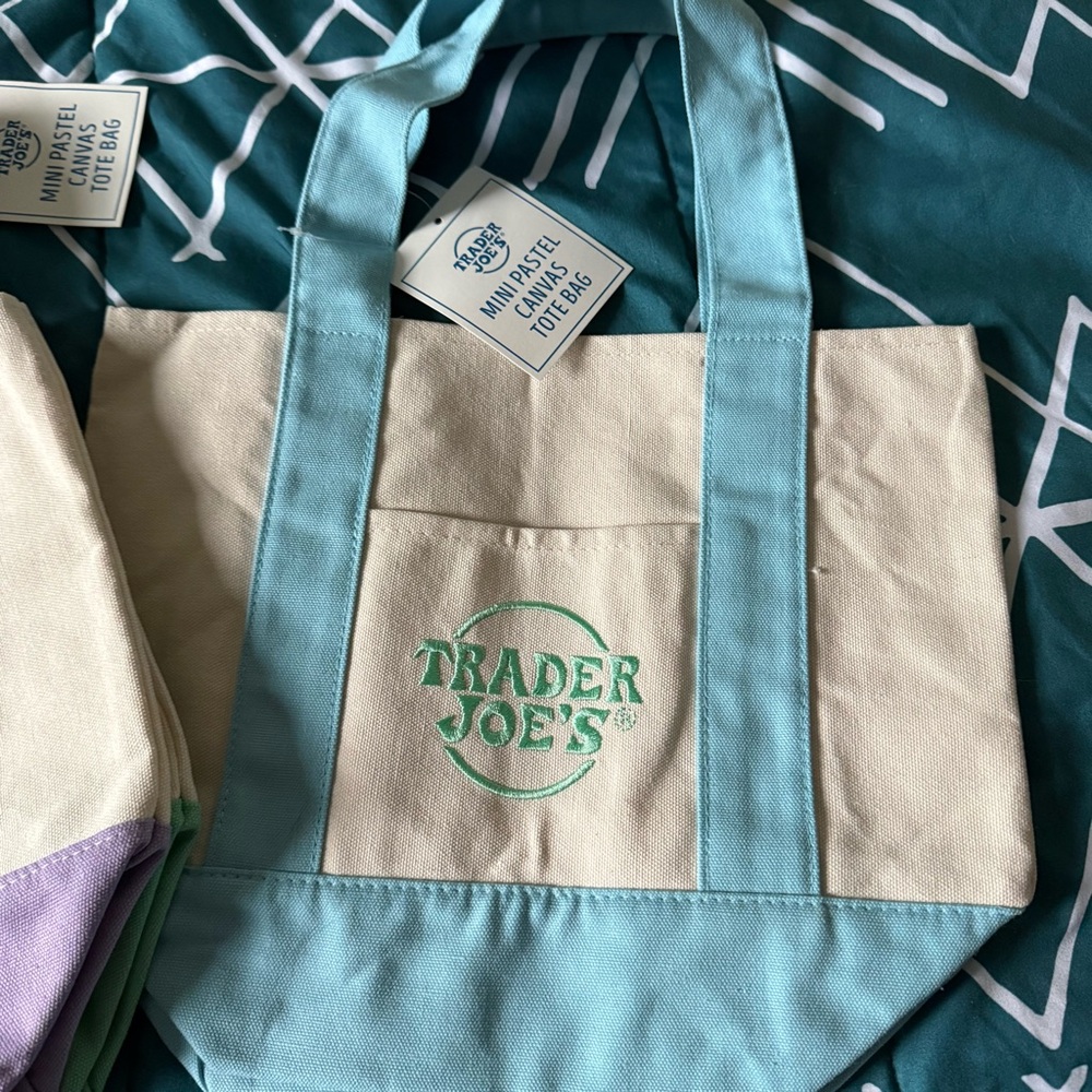 Trader Joe's Pastel Mini Canvas Tote Bag - Pink (Set / Single) - Picture 5 of 5